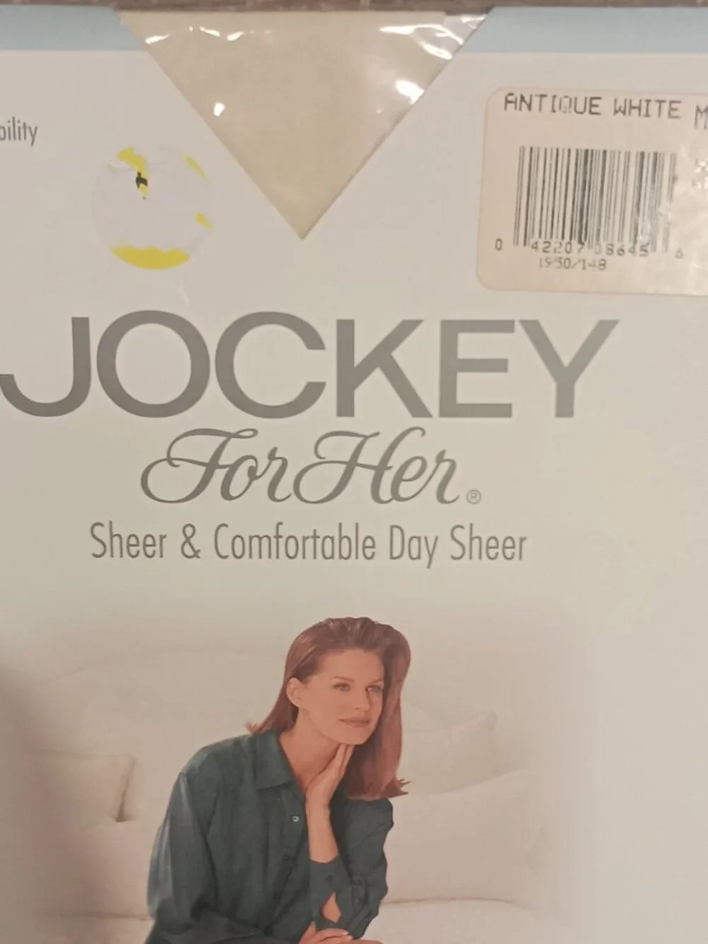 Vtg Jockey For Her Pantyhose Lycra Spandex Size Medium Tall Antique White 1996